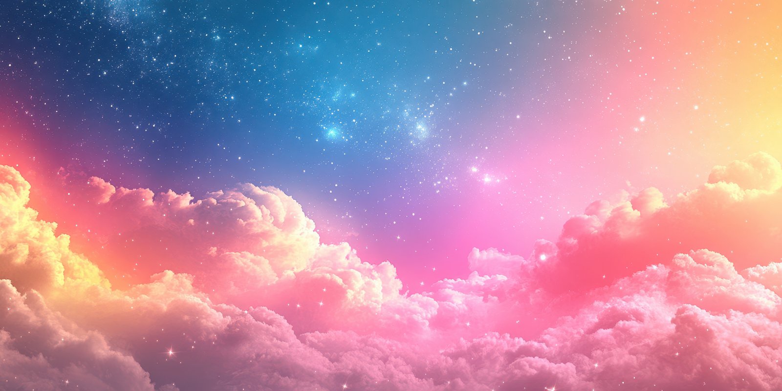 Stunning pastel clouds illuminated by a vibrant galaxy at twilight creating a dreamy cosmic atmosphere